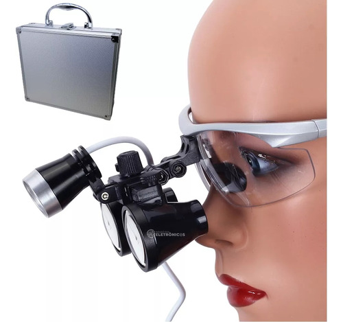 Óculo Lupa Binocular Com Fotoforo Dentista 3,5x Potente Led