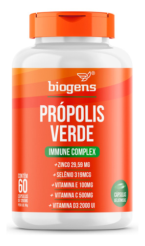 Própolis Verde Alecrim 60cps, Vitamina C, D3, Zinco, Biogens