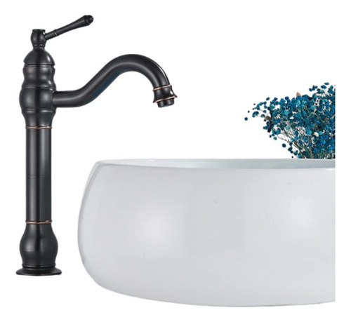 Grifo Monomando Mezclador Alto Negro Para Lavabo De Baño