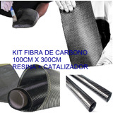 Kit Fibra De Carbono Tela 100 X 300cm + Kit Resin Endurec 3k