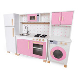 Cozinha Infantil Com Geladeira E Lavadeira Mdf Rosa
