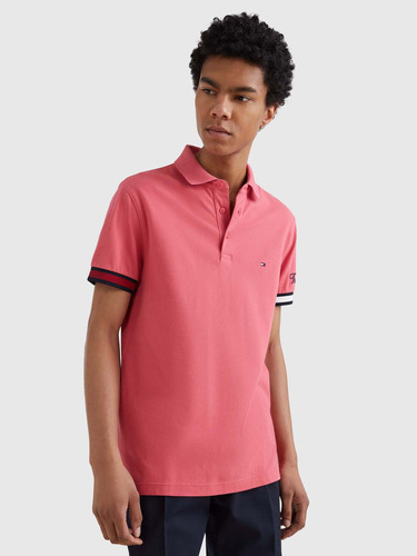 Polo Rosa De Hombre Con Logo De La Firma Thommy Hilfiger