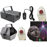 Combo Maquina Humo + M Burbujas + Efecto Led + Liquido Premi