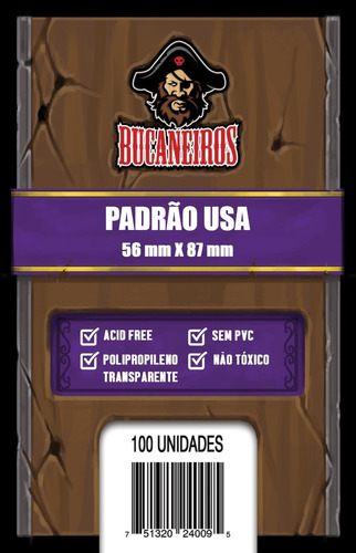 Sleeves Padrão Usa 56x87 Protetores 100 Shield Bucaneiros