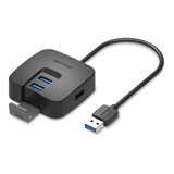 Vention - Hub 4 Portas Usb 3.0 Preto Cabo 1 Metro - Chbbf