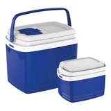 Combo 2 Cooler Caixa Térmica 32l E 5l Bebidas Soprano Azul