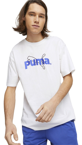Remera Puma Team Graphic Sportstyle Hombre Moda Blanco
