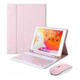 Capa Teclado Mouse P/ iPad 7 8 9  Couro Bluetooth S/ Fio