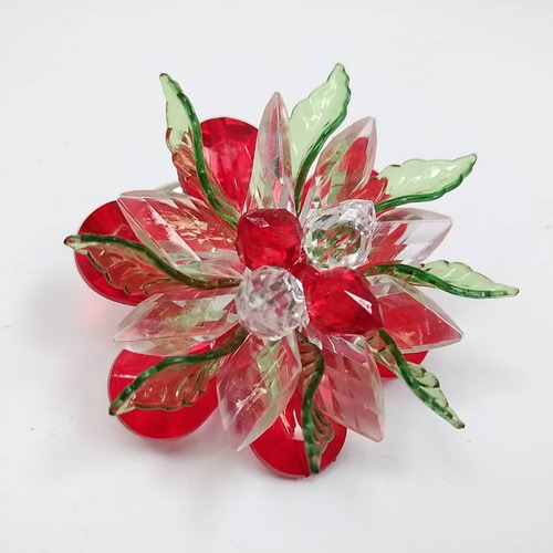 Argola Guardanapo Flor Vermelha Natal Kit Com 6 Peças