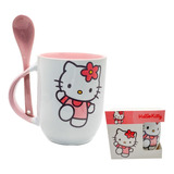 Taza Hello Kitty Con Cuchara+caja Taza Café 325ml Regalo