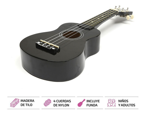 Ukelele De Madera Soprano Con Funda Manual Y Lecciones
