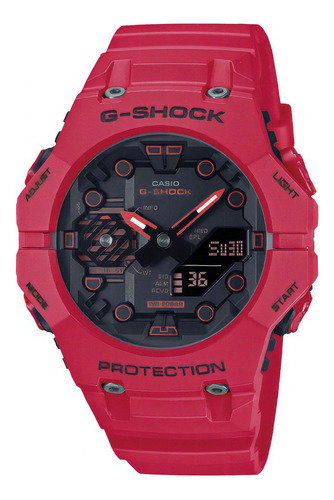 Reloj Casio G-shock Ga-b001-4adr Color De La Correa Rojo Color Del Bisel Rojo Color Del Fondo Gris