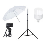 Kit De Fotografia Video Iluminacion Led Continua Sombrillas