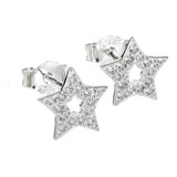 Aros Estrellas Plata 925 Cubics Micropavé 7mm Caladas