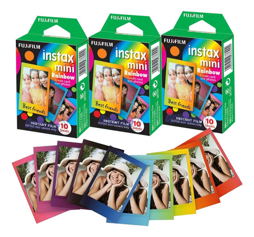 Pack 30 Filmes Instax Mini Rainbow Para Mini 11, Mini 9