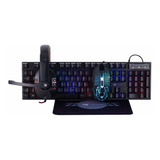 Combo Kit Gamer Teclado Auriculares Mouse Mousepad - Mouse Negro Teclado Negro Lizzard Xzz-co-02