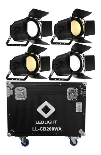 Pro Cobe 200 Case Com 4 Unidade Canhão Led Cobe 200w Tipo Fresnel Led Branco Quente E Frio Brut Led