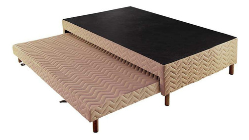 Cama Box Base C/auxiliar Solteiro Sommier Rústico Bege (88x