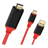 Cable Adaptador Usb Tipo C A Hdmi 4k Rojo 2m Carga U