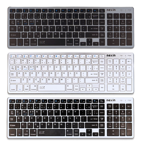 Teclado Bt Sem Fio Slim Teclas Macias Baixo Ruído Nf Nexin