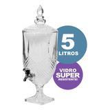 Suqueira Vidro Torneira Tampa Diamond Sucos Chás Bebidas 5lt