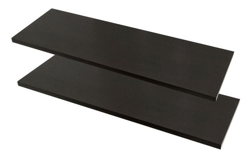 Kit 2 Prateleiras 150x30 Mdf Preto + Suporte Invisível