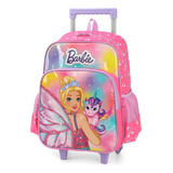 Mochila Infantil De Rodinhas Barbie Fada Bailarina Pink 