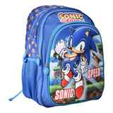 Maleta Escolar Poliéster Impermeable 3d Sonic  50 Cm 