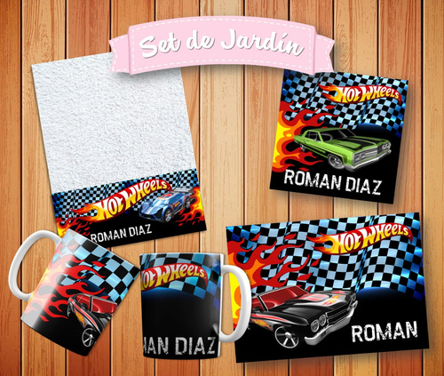 Set De Jardín Hot Weels Mantel ~ Servilleta ~ Toalla ~ Taza