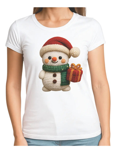 Blusa Playera Talla Extra Mujer Navidad Muñeco Nieve Crochet
