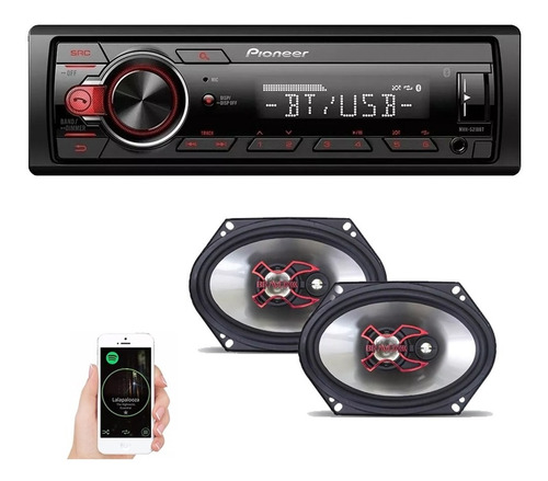 Alto Falantes Pioneer 5x7 + Mp3 Player Pioneer Bluetooth Usb