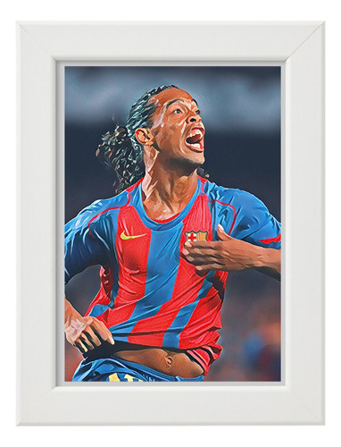 Cuadro Decorativo Portarretrato Ronaldinho Fc Barcelona 7x5