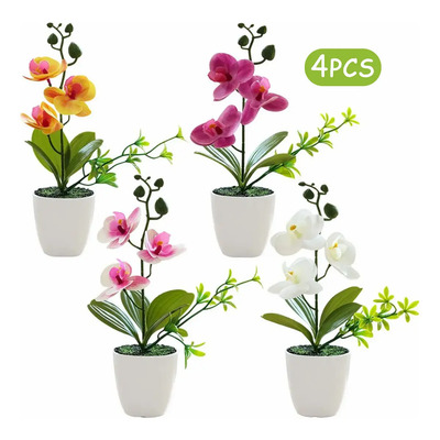 4pzs Arreglo Orquídeas Artificiales Decoración Con Macetas | MercadoLibre
