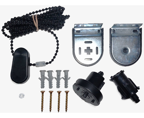 Kit Repuesto Sistema Cortinas Roller 32mm Negro Cadena Pesa