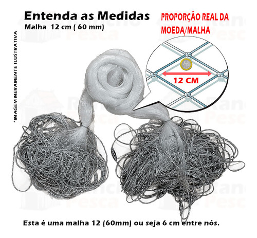 Redinha Fio 35 Pescaria 50mt Malha 6 (12cm Aberta) 3,84m