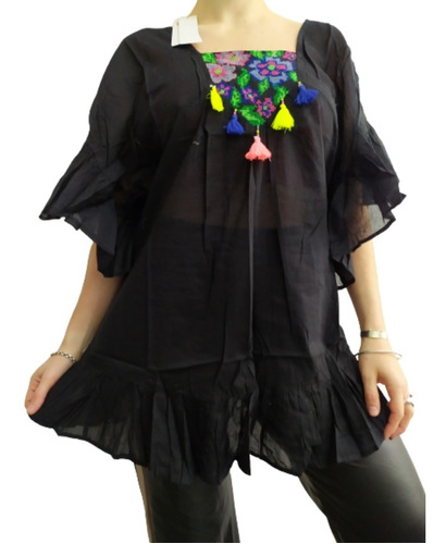 Blusa Camisola Tunica Bordada 