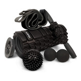 Rodillo +set Completo Elongacion Masaje Fitnics Roller Foam Color Negro