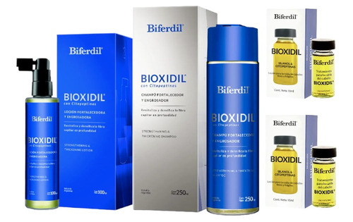 Combo Champú+loción+2 Ampollas Bioxidil Anticaída- Biferdil