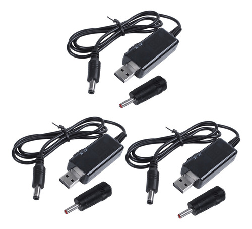 3 Cables Usb Boost De 5 V, Escalonados Hasta 9 V, 12 V, Volt