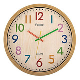 Foxtop Silent Kids Reloj De Pared Grande Colorido Decorativo