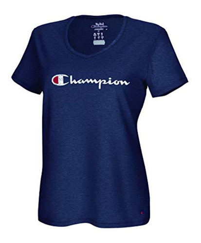 Champion - Camiseta Con Cuello En V De Algodón Seco Para Muj