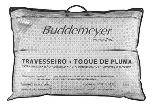 Travesseiro Buddemeyer Toque De Pluma Tradicional 90cm Cor Branco