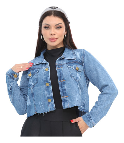 Jaqueta Feminina Cropped Jeans Pronta Entrega Promoção