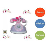 Telefone Infantil Brinquedo Pónei Rosa Musical Luz Retro