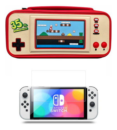 Estuche Nintendo Switch Oled Edicion Mario35años+vidrio Oled
