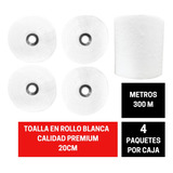 4 Rollos Bobina Papel Tisue Toalla 20cm X 300mts Premium