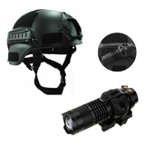 Casco Riel Tactico Y Lampara Con Montura Airsoft Paintball