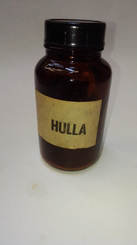 Frasco Antiguo Vidrio Marrón De Farmacia Hulla X Caballito