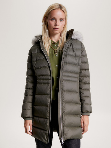 Parka Tyra Con Gorro Y Con Relleno Verde Tommy Hilfiger