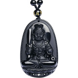 Collar Obsidiana Oriental Buda Suerte Amuleto Cuentas Moda